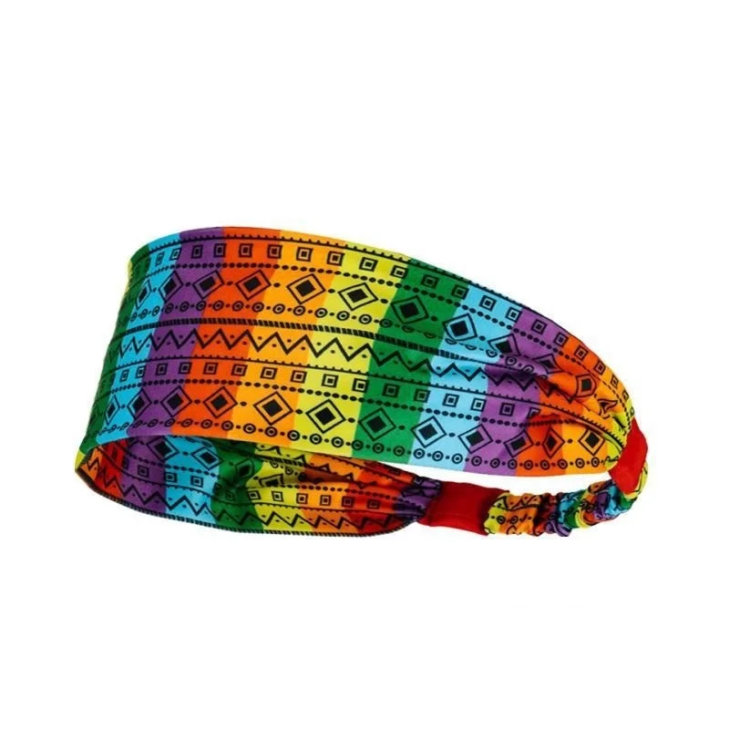 Rainbow colored elastic band exercise yoga sweatband headband makeup face wash headband