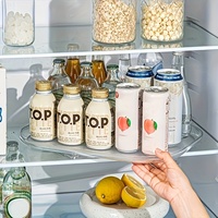 1pc ClearView 360° Rotating Refrigerator Organizer Tray, Transparent Rectangular Fridge Storage with Anti-Slip Suction Cups