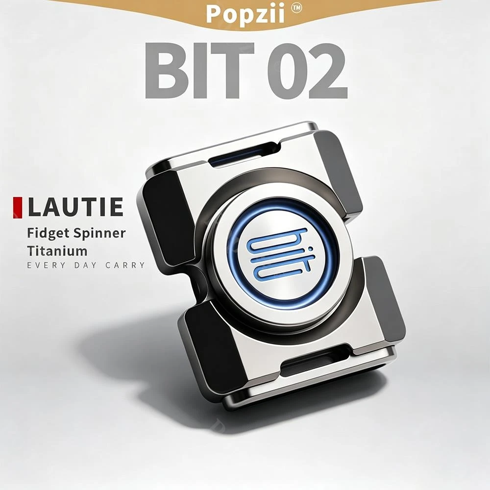 

LAUTIE EDC BIT-02 Titanium Blue Fidget Spinner Gyro Fidget Toys For Adults Two-Bladed Fidget Spinner Anxiety Relief Gadgets