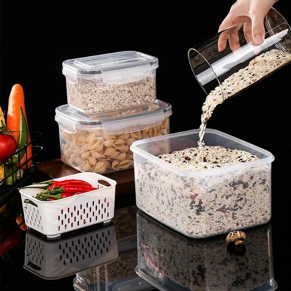 Recipiente empilhável do armazenamento do refrigerador, Recipientes Crisper do refrigerador com coadores removíveis, Bpa livre, frutas e vegetais