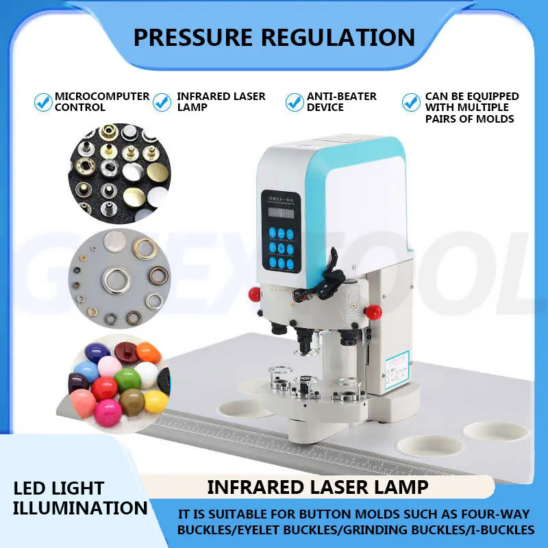 Fully Automatic Three Head Nail Fastening Machine Rivet Chicken Eye Buckle Installation Machine Buttoning Puncher Button Sewier
