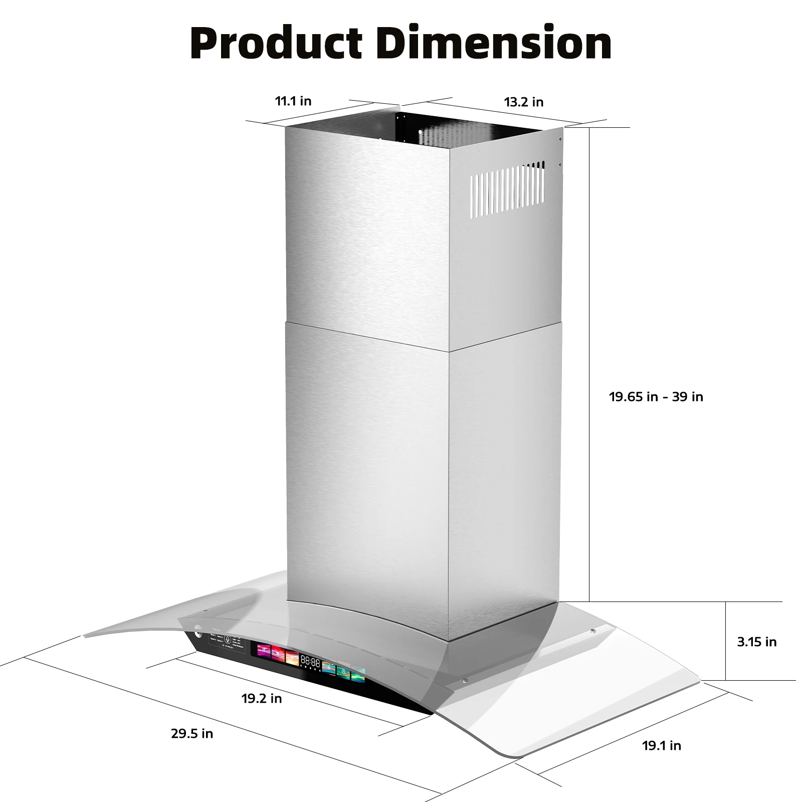 30/36 بوصة جدار جبل شفاط المطبخ الزجاج المقسى 900 CFM ، صوت/الضيا/التحكم باللمس ، غطاء المطبخ الفولاذ المقاوم للصدأ تنفيس