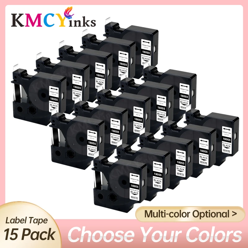 KMCYinks 15PK Tube Tapes Compatible For DYMO Rhino Industrial Heat Shrink Tubes Label Tape 18051 18052 18054 18055 18056 18057