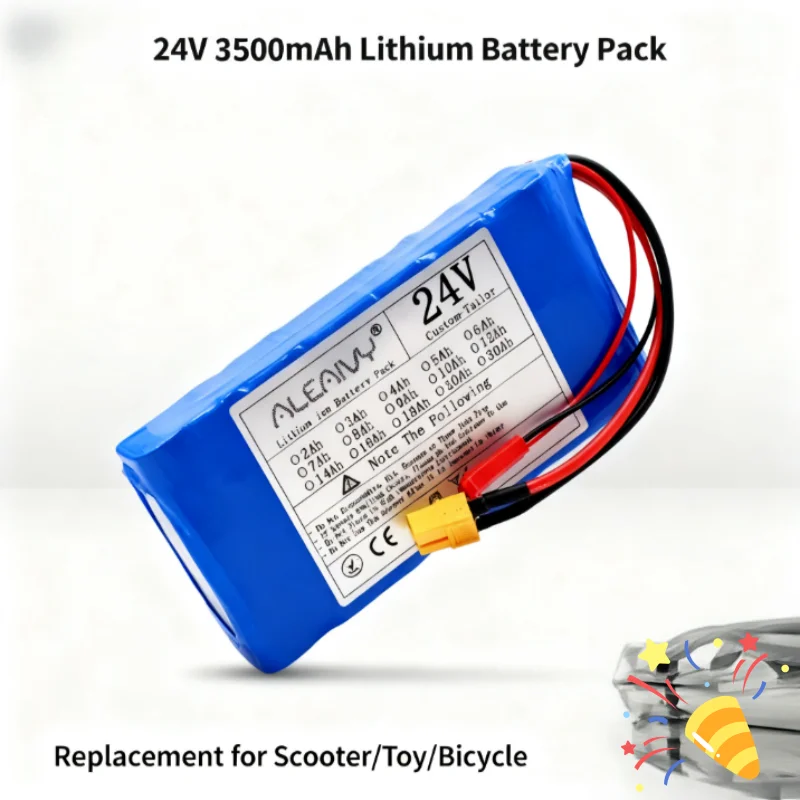 

24V 3500mAh Lithium Ion Battery Pack 7S1P with BMS Protection for Power Wheels Ride On Toy ultra-large capacity