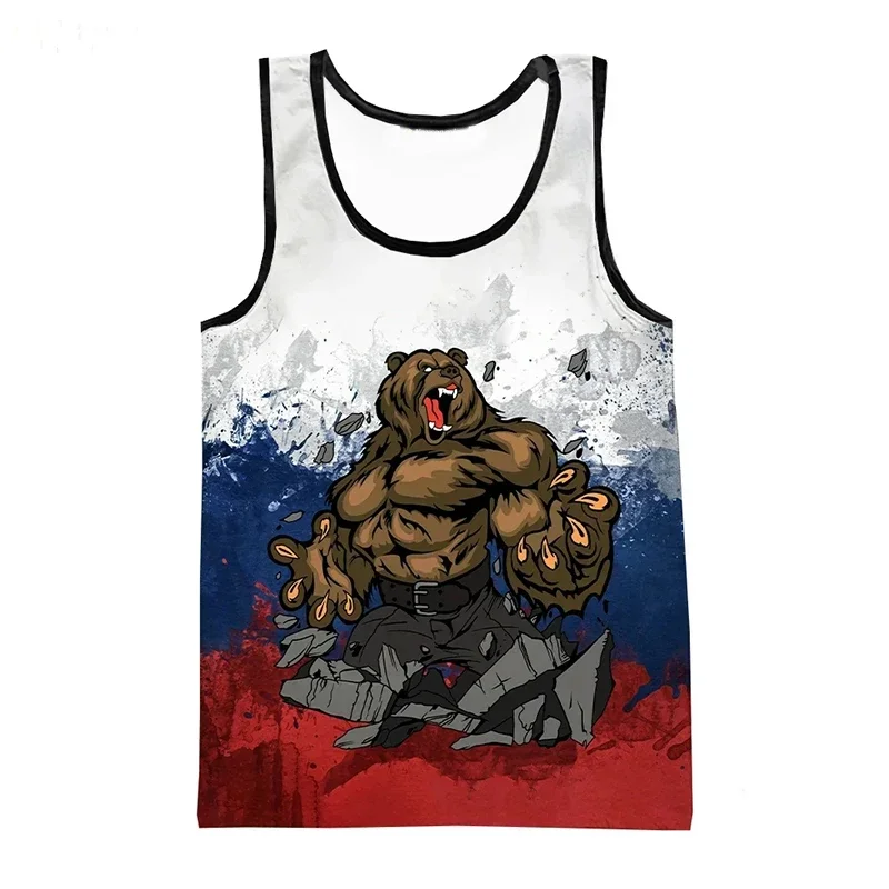 

New Russia Flag Tank Top for Men Summer Vest Casual Russian Natinnal Emblem Sleeveless Shirts Male Oversized Tops