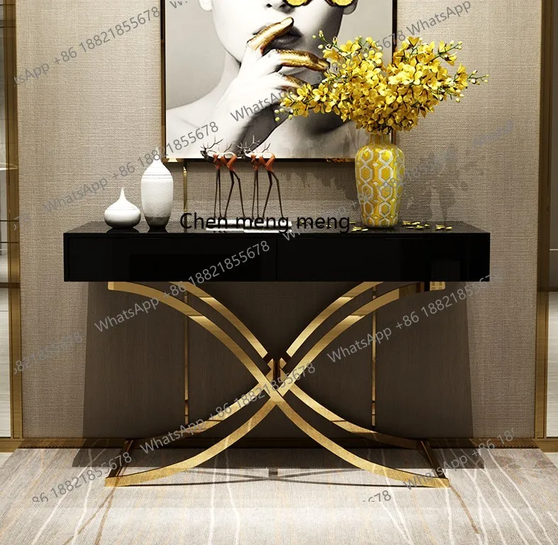 

Simple, stainless steel entrance table, painted decorative cabinet, foyer cabinet with drawers, entrance cabinet