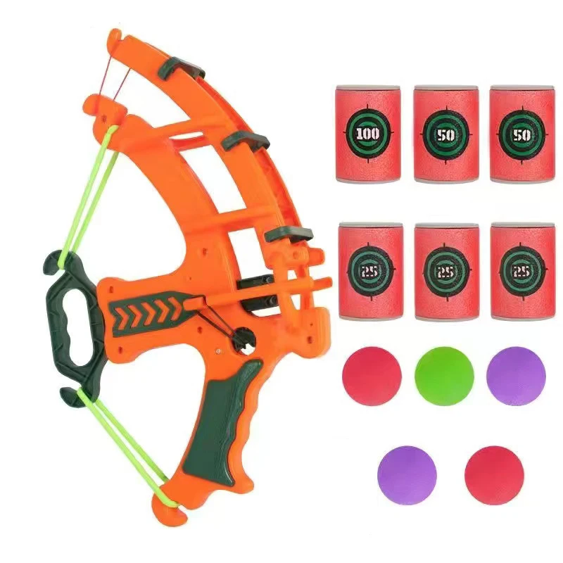 Pelota pegajosa para disparar balas, arco y flecha, Combo para interiores y exteriores, juguete interactivo para padres e hijos, pelota suave de esponja