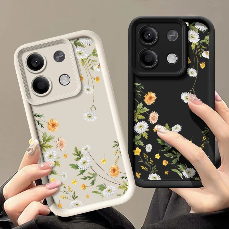 Luxury Daisies Flower Case For Xiaomi Poco F6 X6 X5 13T 14T Pro Funda Redmi Note 13 14 12 11 Pro 5G Shockproof Silicone Cover