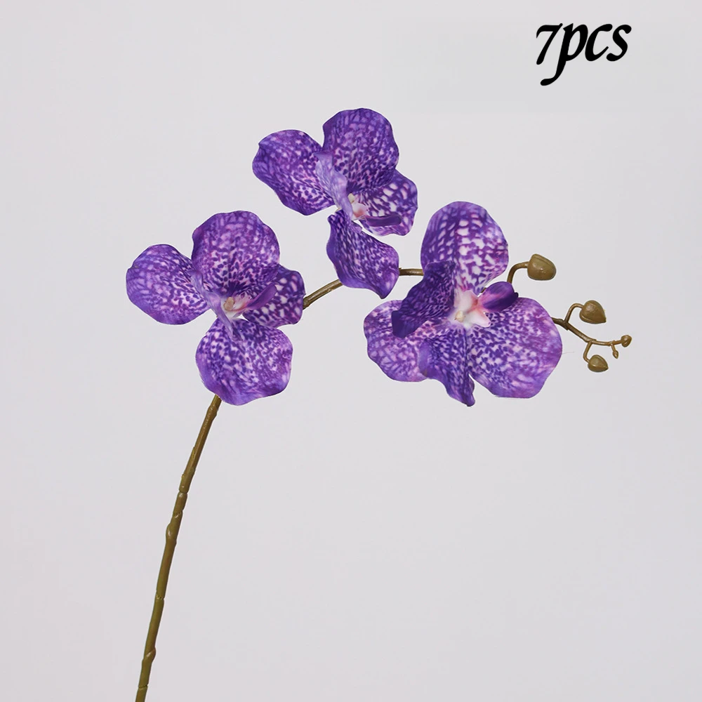 

7pcs Realistic 3-Head Bandai Orchid Suitable for Weddings, Decor & Christmas Centerpieces - High-Quality Artificial Phalaenopsis