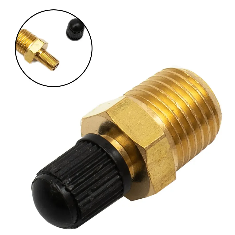 1/4 Inch Solid Nickel Plated Brass Air Compressor Tank Fill Valve NPT Brass Air Tank Fill Valve With Installed Core Plastic Cap