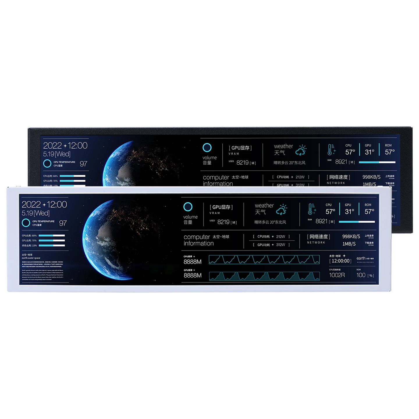 شاشة ذكية جديدة 9.2 بوصة USB-C IPS 1920x462 شاشة ثانوية تستخدم برنامج TURZX CPU GPU RAM شاشة الكمبيوتر لنظام التشغيل Windows 10 11