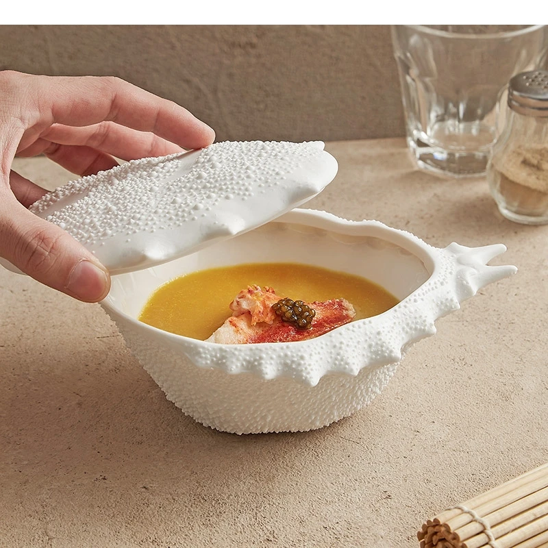 Bread Crab Shape Ceramic Bowl White Salad Restaurant Specialty Cooking Dishes Home Dessert Lamian Noodles Tableware