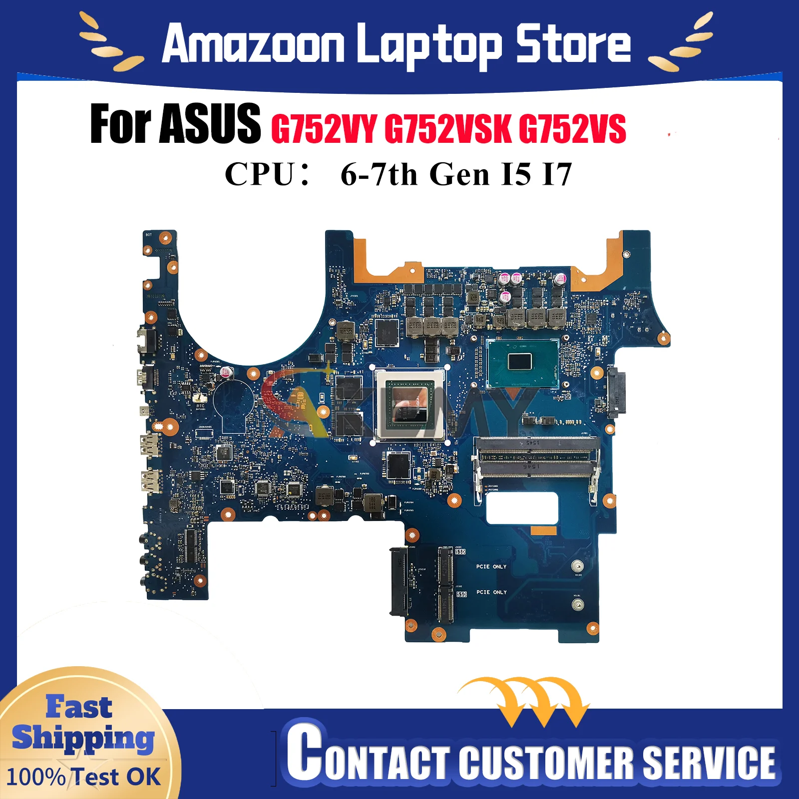 

G752VY Материнская плата для ноутбука ASUS ROG G752VSK GL752VW GL752VL G752VS G752V Материнская плата для ноутбука с процессором I5 I7 100% tests OK stk
