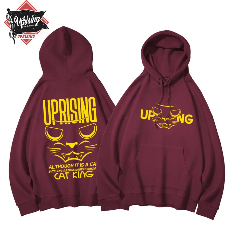 UPRISING Hoodies, Sweatshirts Hip Hop Men Japanese The Middle Finger Cats  Harajuku Tshirt Casual   RIP Tops  DIP