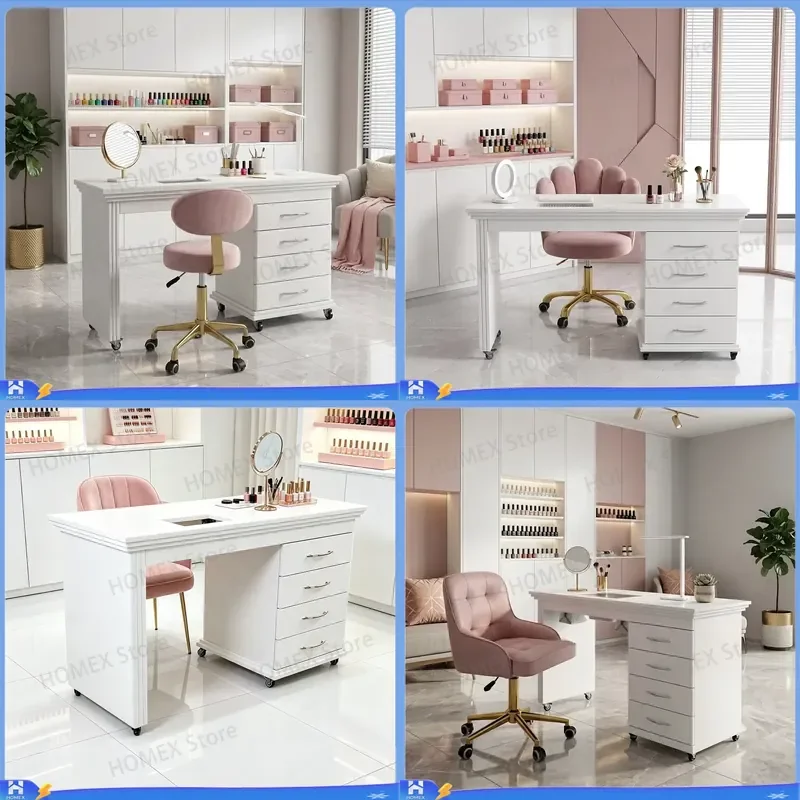 Multifunctional Manicure Table with Storage Cabinets and Drawers Professional Nail Desk Station for Beauty Salon Spa