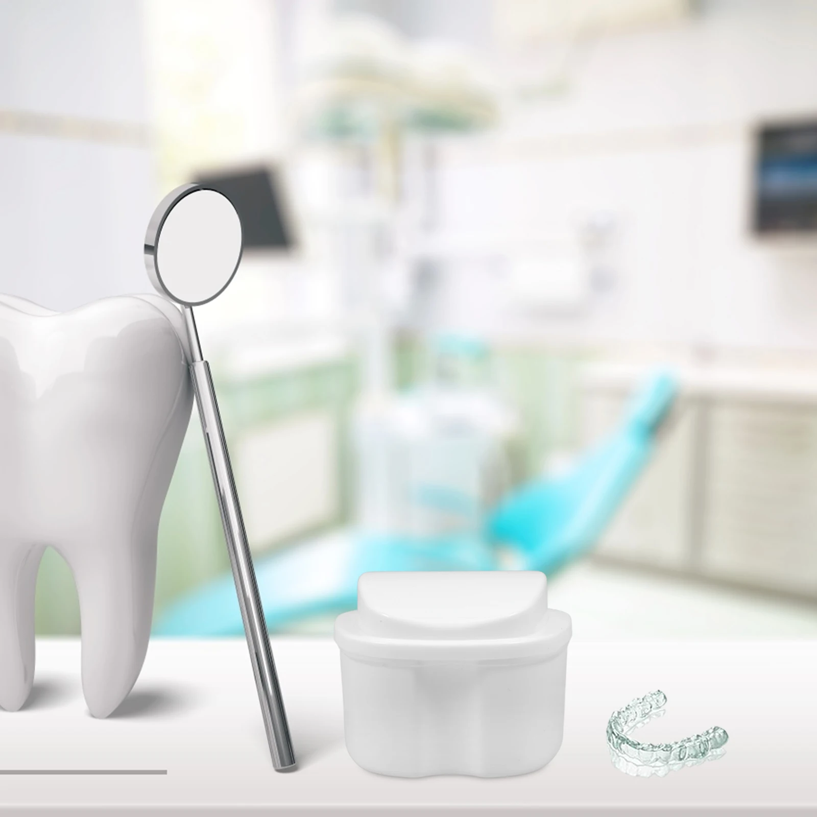 

Denture False Teeth Storage Container Safety Cover Compact for Travel Trip Camping Business Denture Cleaning Case