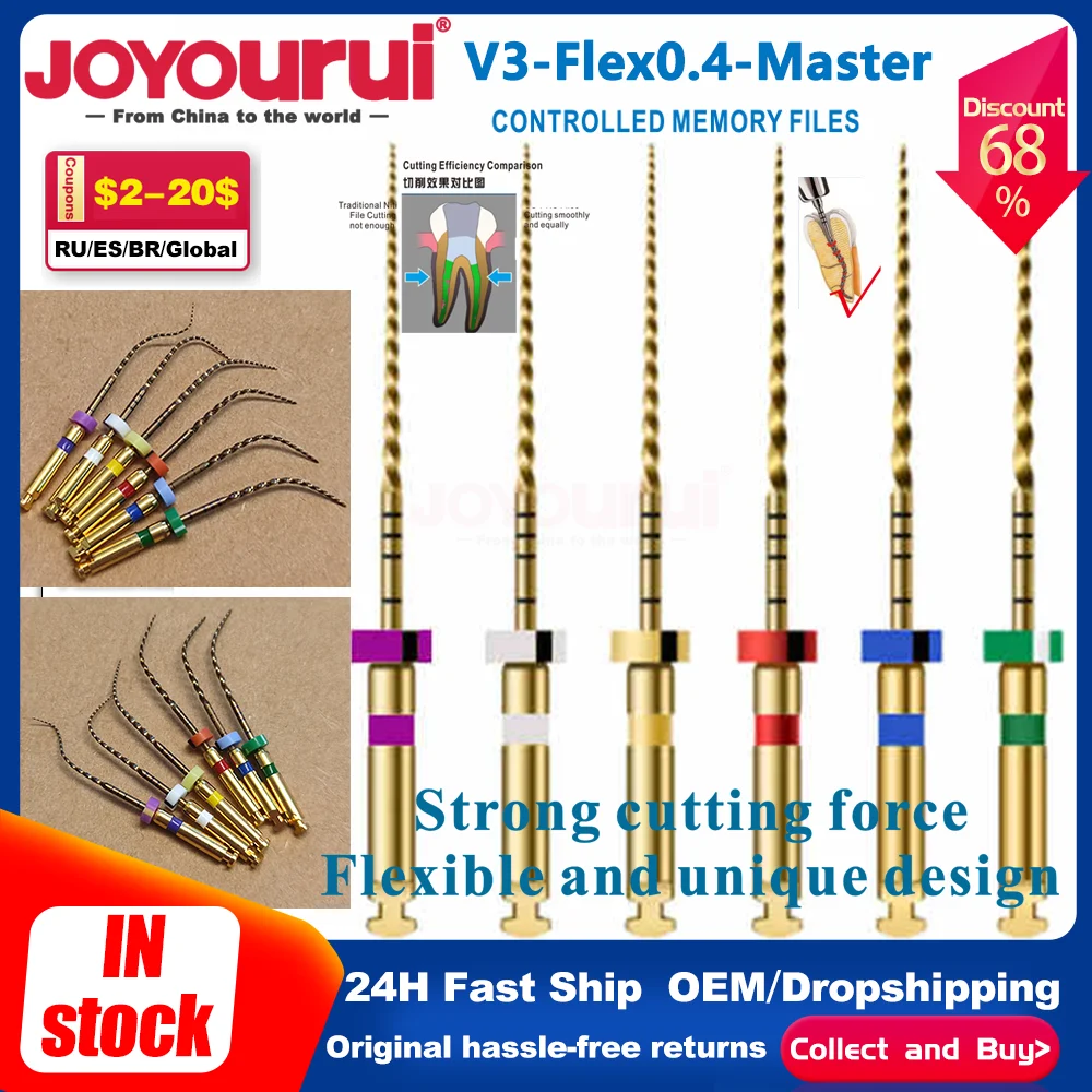 

Dental Endodontics Rotary files TC Files With Taper 0.4 and 0.6 Glide Path Shaping Instruments tool Niti File 6pcs/pack 25 31MM