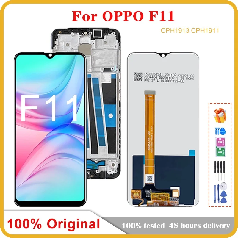 

Оригинальный сенсорный ЖК-экран 6,3 дюйма для OPPO F11, дигитайзер с рамкой для OPPO F11 CPH1913 CPH1911, ЖК-экран