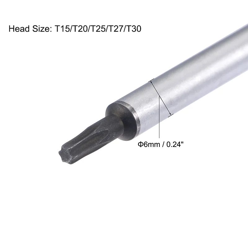 Uxcell 2 Pcs T15/T20/T25/T27/T30 Magnetic Torx Screwdriver Hand Tools 11.8" CR-V Round Shaft Green TPU Handle