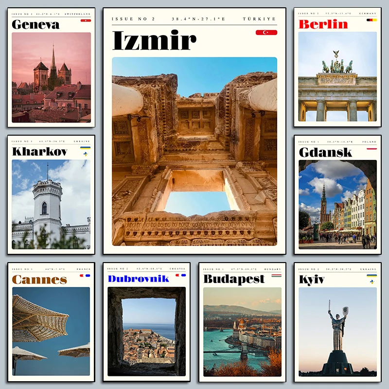 National City Travel Photo Posters Izmir Turkey Cannes France Modern Prints Canvas Painting Wall Pictures Home Living Room Decor