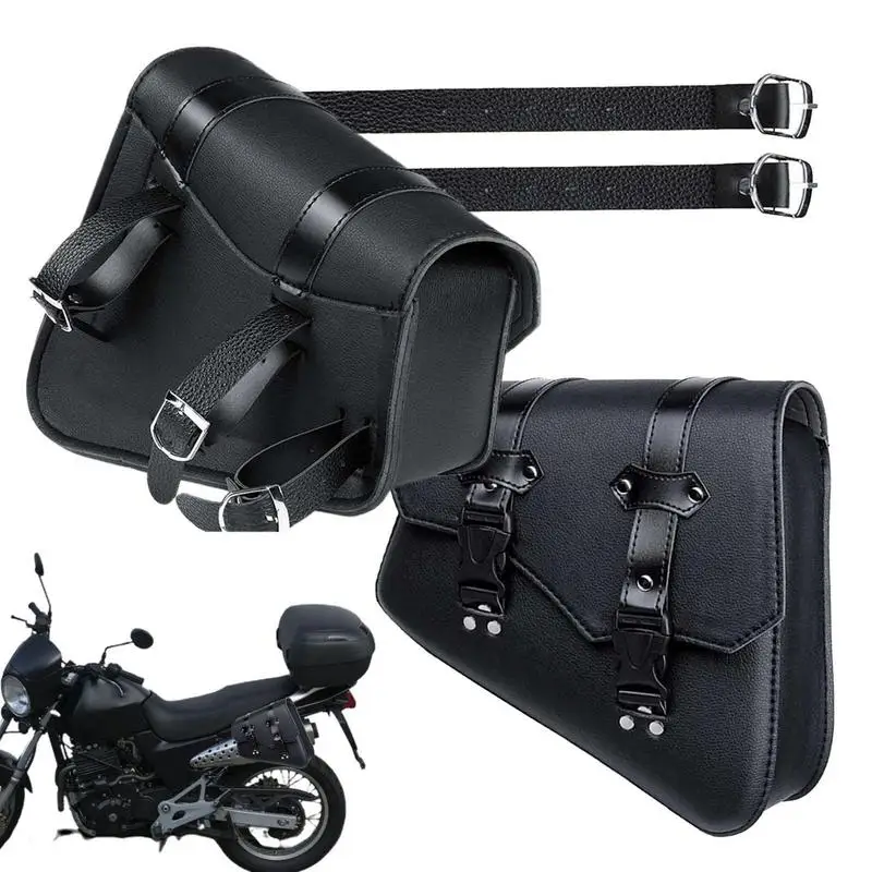 

2pcs Left Right Universal PU Leather Motorcycle Saddlebag Side Tool Lugga Saddle Bag Waterproof Motorbike Saddle Bags For Tool