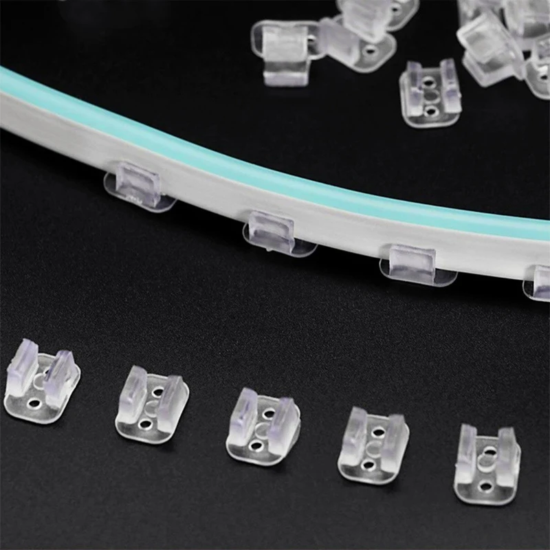 20/50/100pcs LED Neon Strip Fixed Clip Plastic Connector 6/10/20mm Flexible Silicone Tube Holder Strip Lights Buckle Accessories