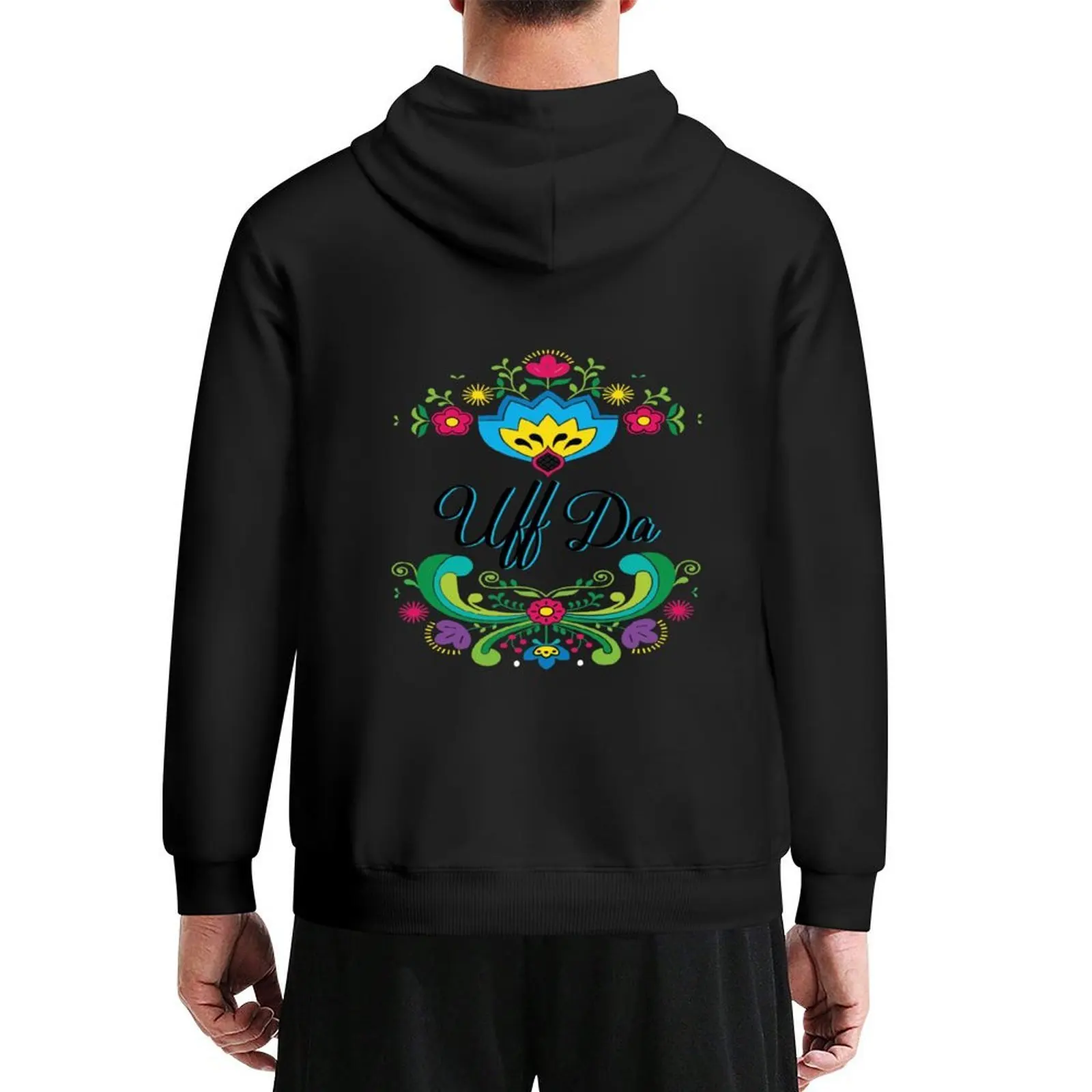 

UFF DA FLOWERS NORWEGIAN ROSEMALING Hoodie clothes for men autumn men's winter sweater japanese style designer hoodies