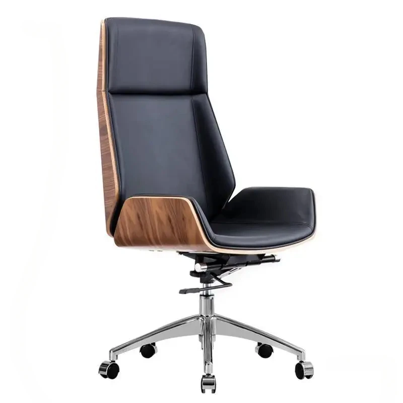 

Luxury Home Gaming Swivel Chair Leisure Leather Computer Chair Modern Wooden High Back Pulley Office Chairs Bedroom Furniture Jl