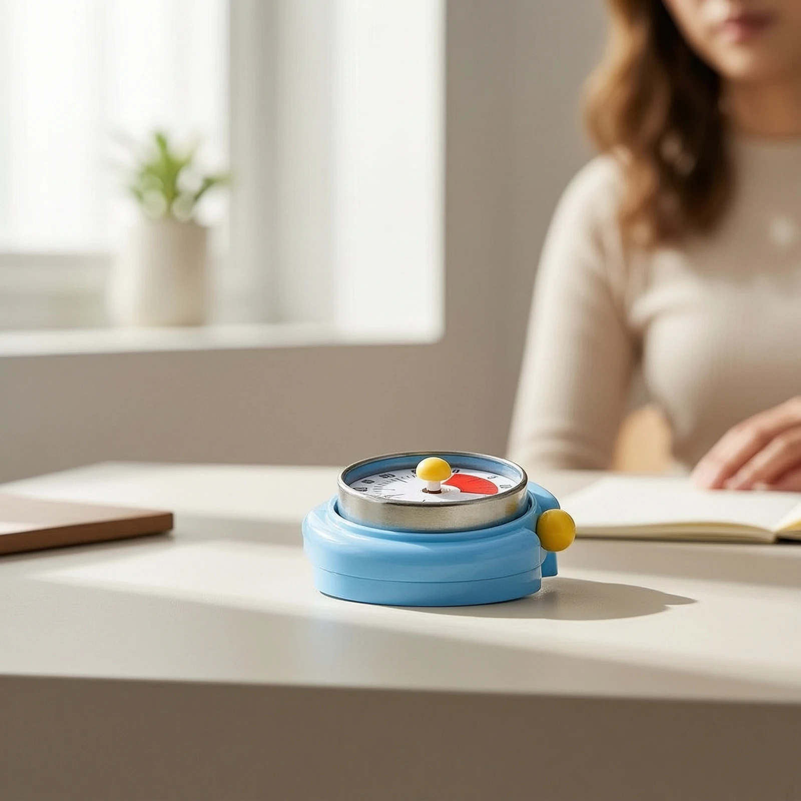 Kitchen Timer with Adhesive-Backed Back Analog Mechanical Kitchen Timer Compact Manual for Teachers, Cooking, Classroom