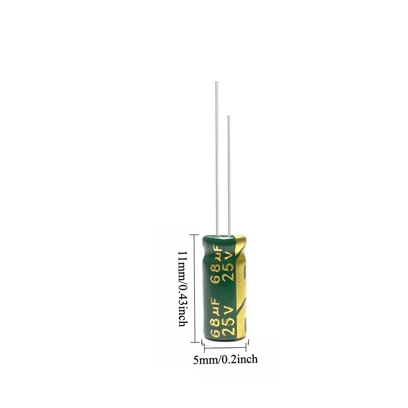 145pcs 25V 68uF Electrolytic Capacitor High Frequency Low ESR Long Life Green Gold 5x11mm for Power Supply