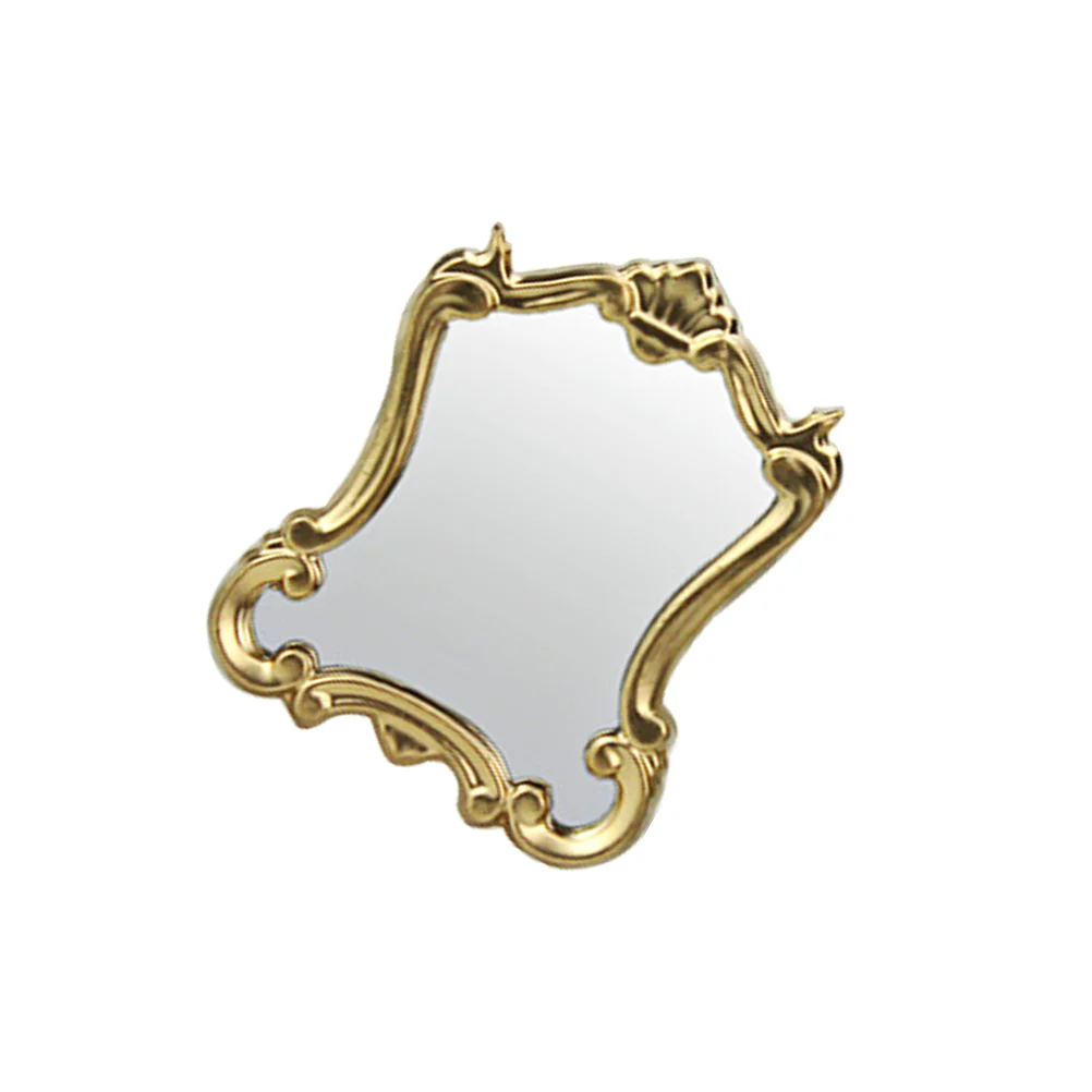 Bathroom Decorations Miniature Vintage Mirror Model House Makeup Toy Adornment Silver Accessory