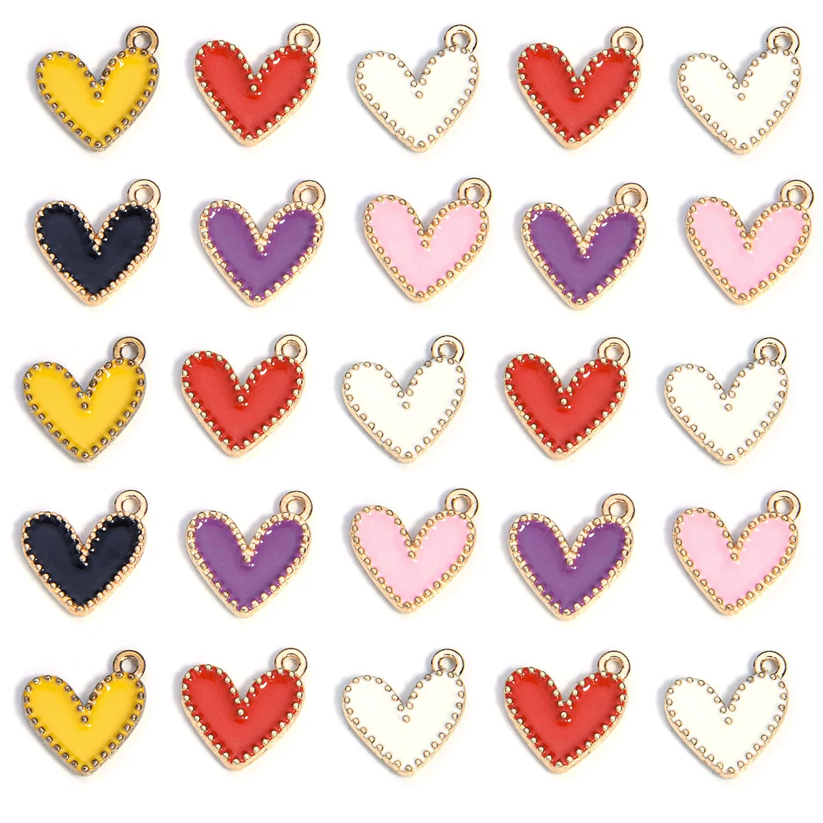 10pcs 11x13mm Small Colorful Alloy Heart Charms Cute Love Enamel Pendants For DIY Bracelet Necklaces Jewelry Making Accessories