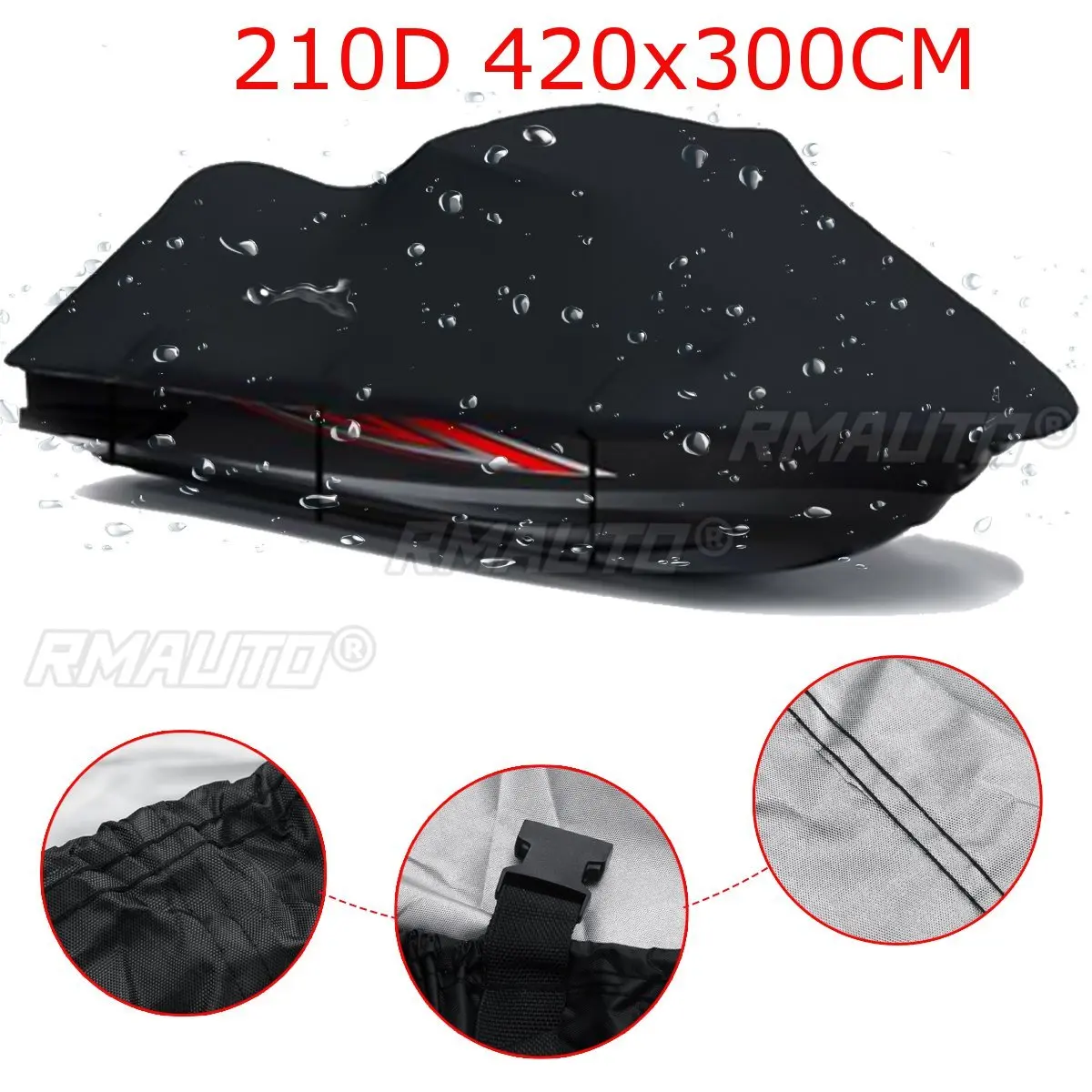 

420x300cm Jet Ski Boat Cover 210D Waterproof Sunshade Anti Snow Watercraft Motorboat Cover for Yamaha WaveRunner EXR/VX Cruiser