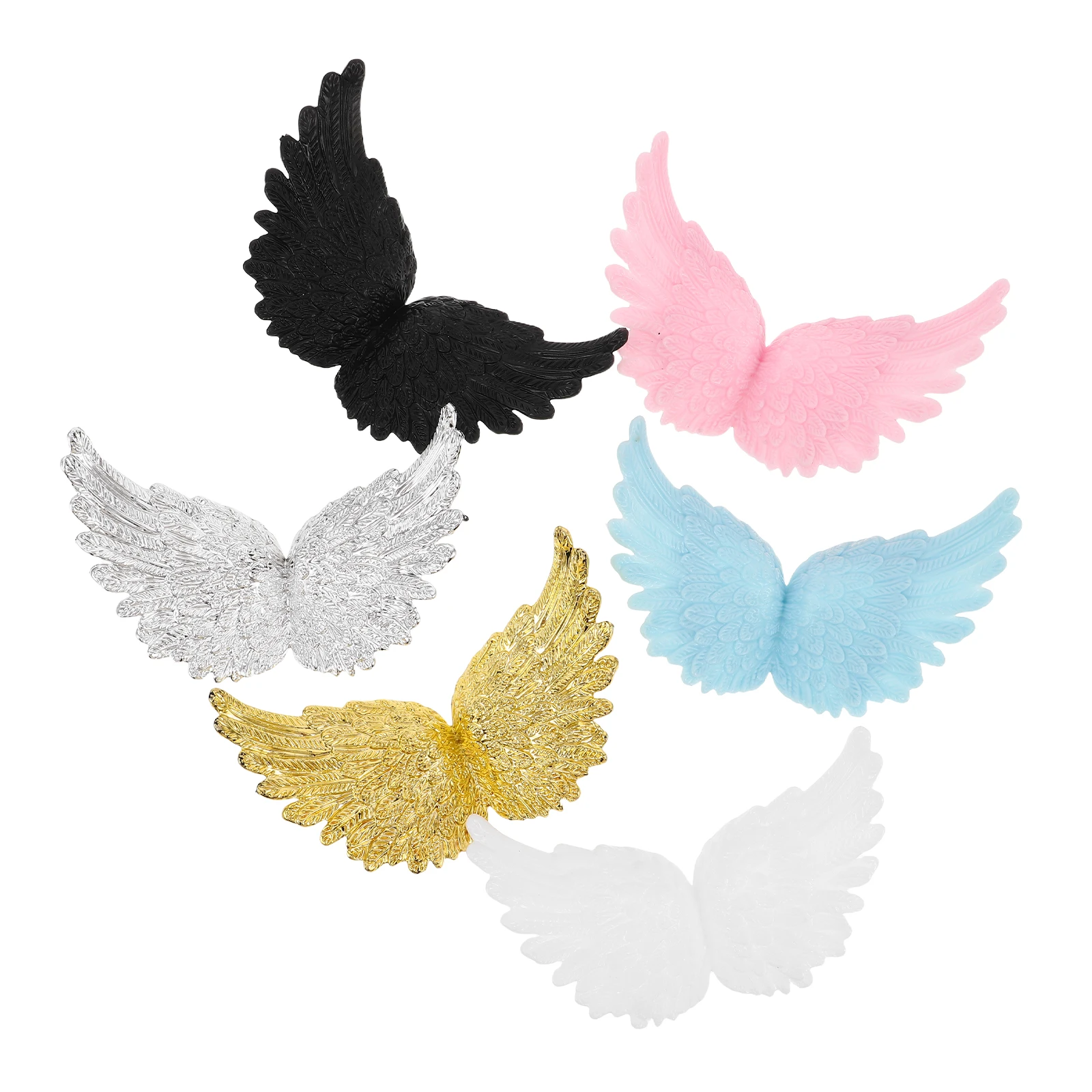 

6pcs Angel Wings Accessories Detailed Craftsmanship Plastic Decorative Wings for Christmas Cakes DIY Crafts Party Scenes