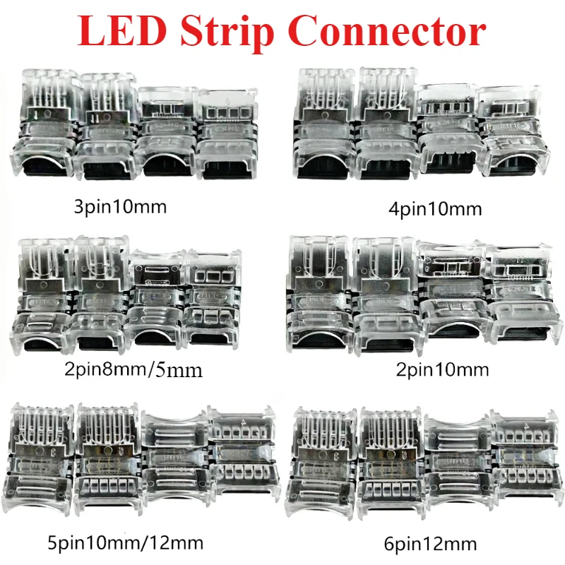 

LED Connector 2/3/4/5/6Pin Strip To Wire Terminal 5/8/10/12mm Strip To Strip Splice For 2835 5050 RGB RGBW RGBWW CCT Tape Light