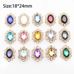 Gold Alloy Jewelry DIY Elliptical Acrylic Rhinestone Decorative Hair Accessories Invitation Card Decorative Materials