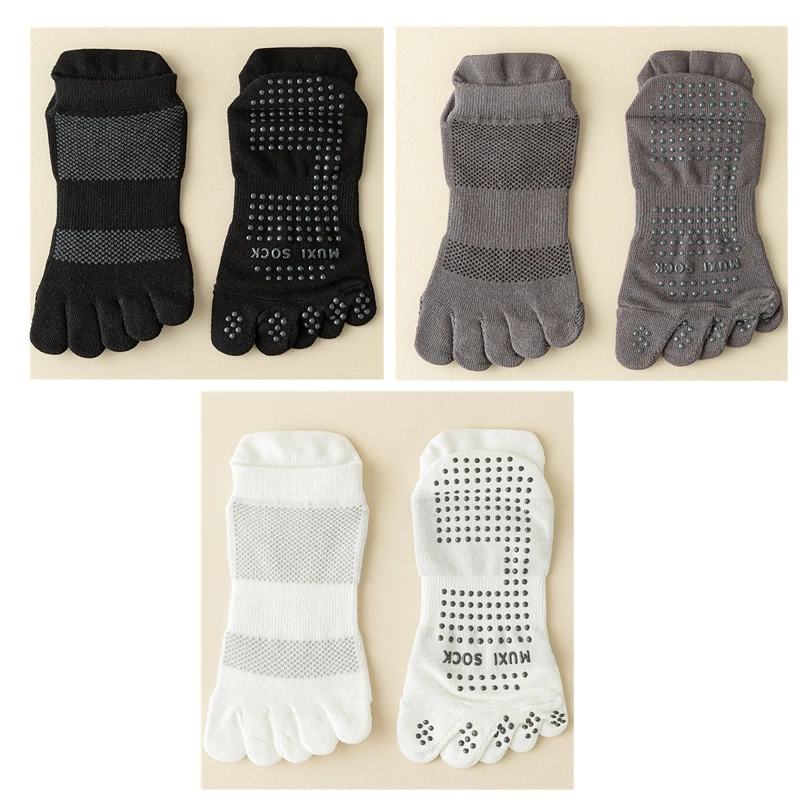 Men's 3 Pairs Non-slip Five Finger Grip Socks