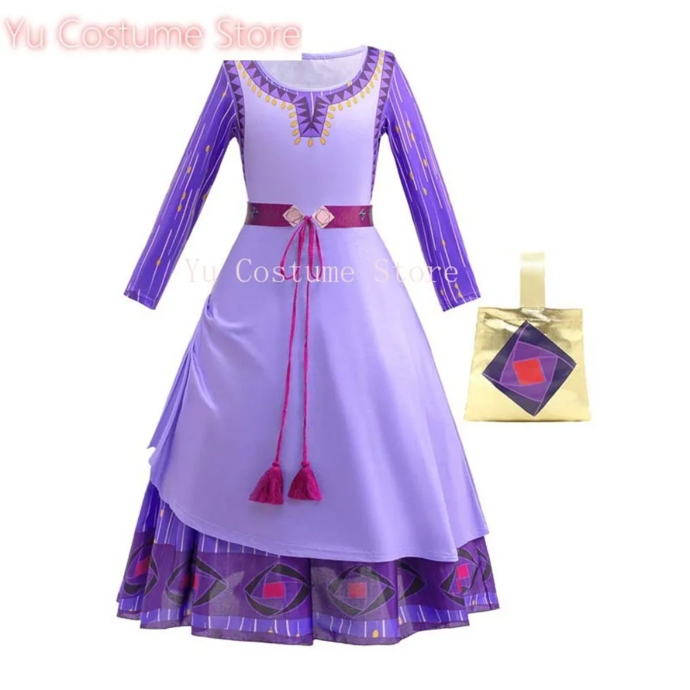 

Carnival Birthday Party Cosplay Movie Wish Princess Asha Kids Girls Dress Wig Necklace Earring Wristband Full Set