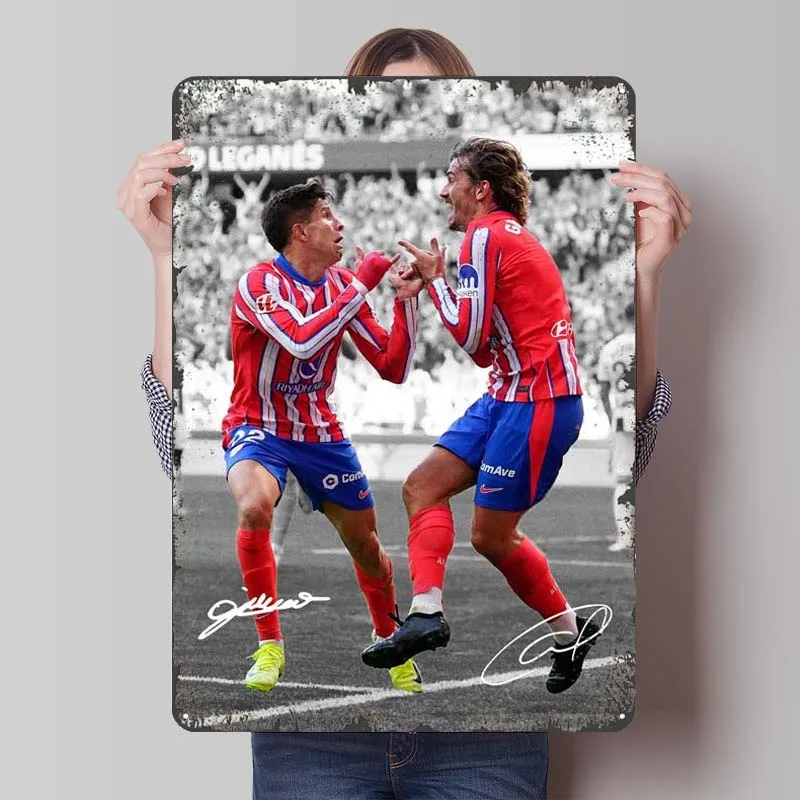 Antoine Griezmann And Giuliano Simeone Metal Poster Soccer Sports Custom Signs Decorative Metal Plates Decoration Wall Retro