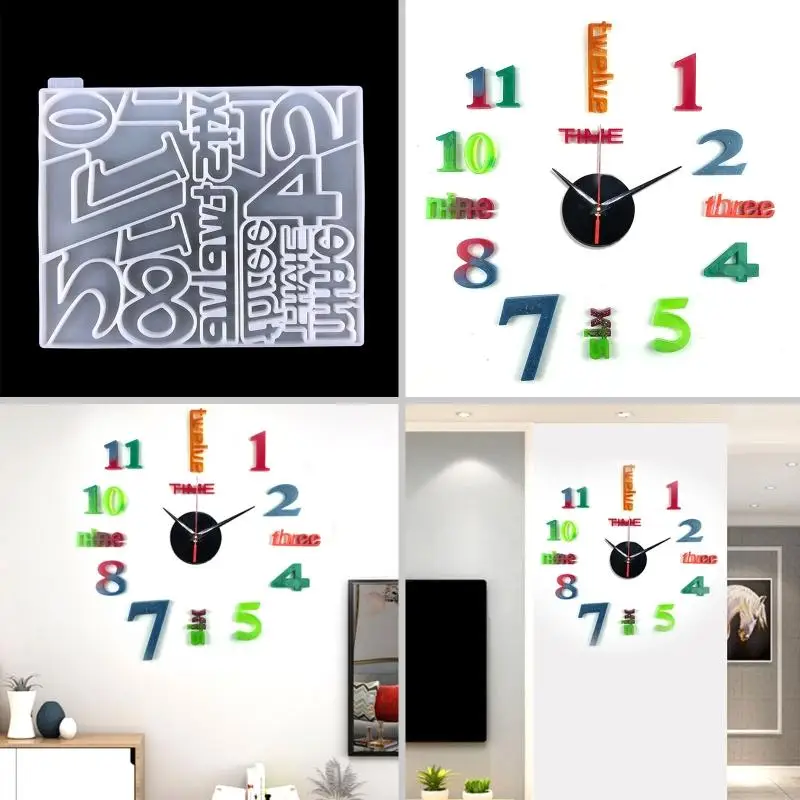 

X7YA for Creative Numeral Clock UV Epoxy Resin Mold Wall Clocks Crystal Silicone Mould DIY Crafts Jewelry Home Decorations Tools