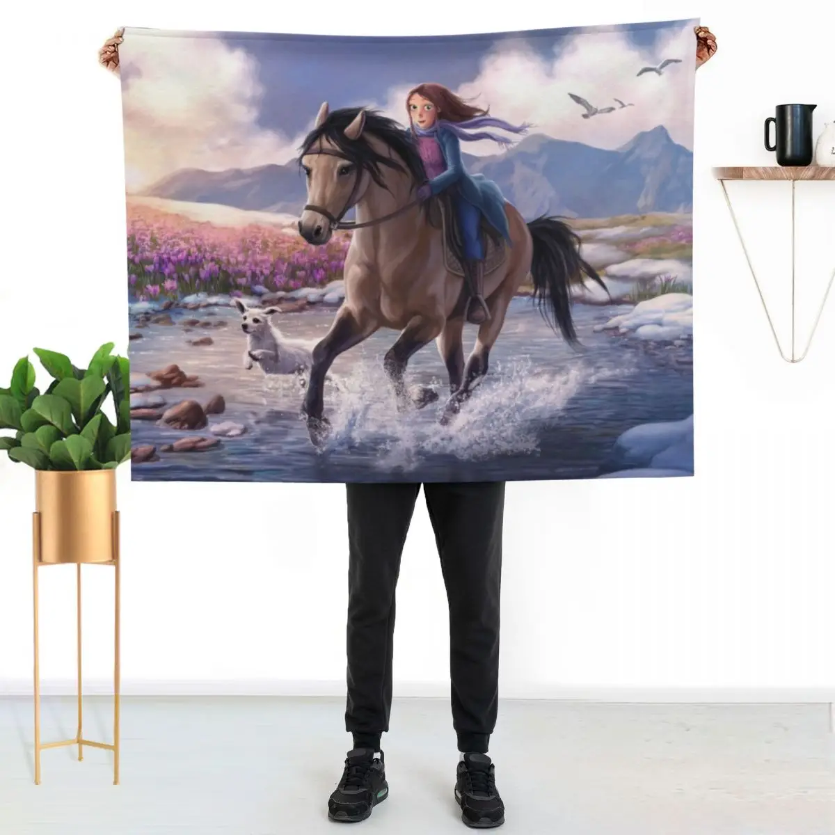

StarStable Horse Wallpaper Throw Blanket Warm Cozy Throw Blanket for Living Room Couch