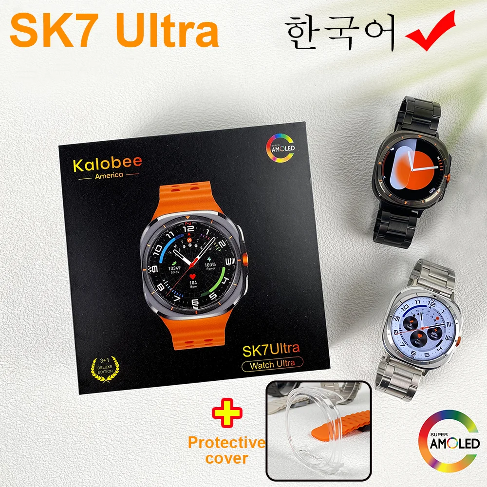 Korean For Galaxy Watch 7 Ultra GPS Trajectory  Smart Watch Outdoor Sports Man AMOLED BT Call IP68 Galaxy 6 Upgraded Smartwatch