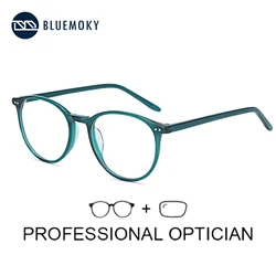 BLUEMOKY Fashion Prescription Eyeglasses Men Women Acetate Progressive Glasses Round Myopia Hyperopia Anti-Blue Light Eyewear