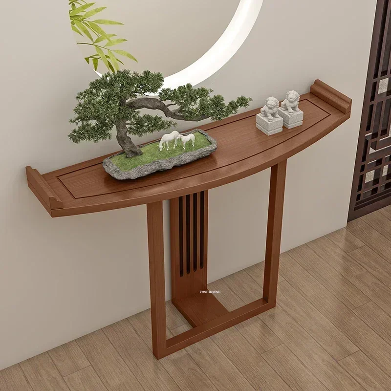 Chinese Style Solid Wood Console Tables Entry Entrance Table Home Curved Hallway Wall Entrance Cabinet Creative Offering Table Z