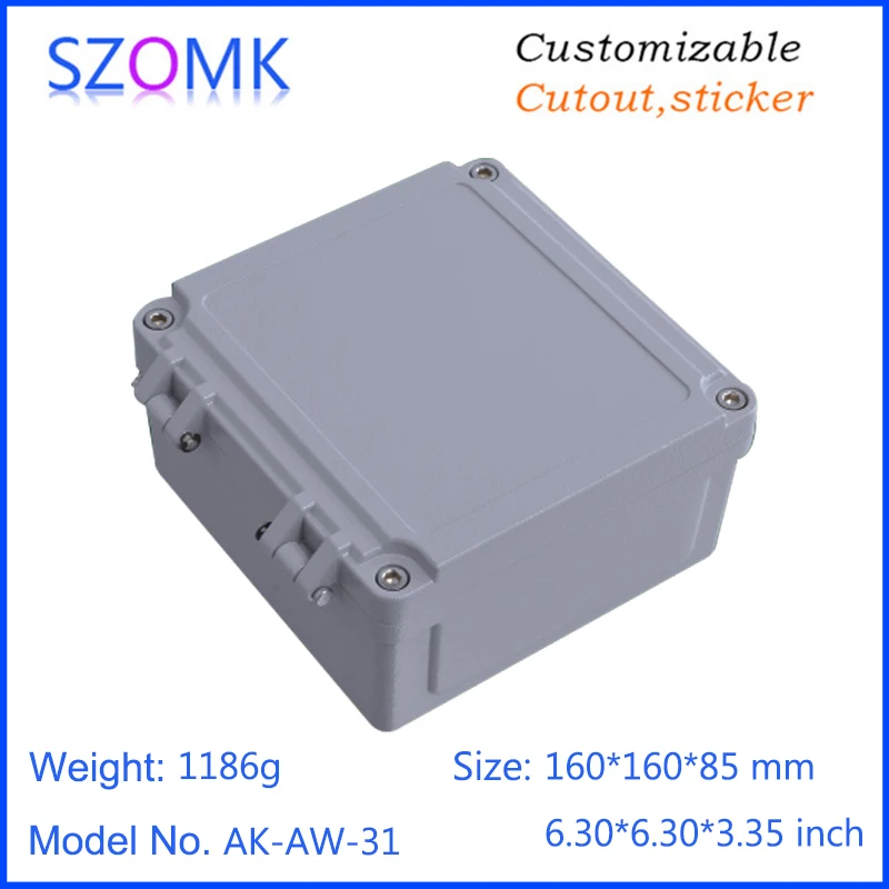 1Piece 160*160*85mm hinged cover waterproof aluminum die cast enclosure housing IP66 amplifier aluminum housing case