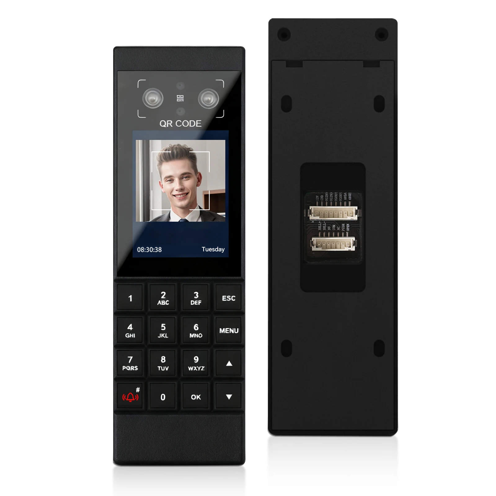 Kontrola dostępu i rejestracja czasu pracy M210-BLACK01 z rozpoznawaniem żył dłoni, zarządzanie przez aplikację, budynki biurowe, eksport danych przez USB.