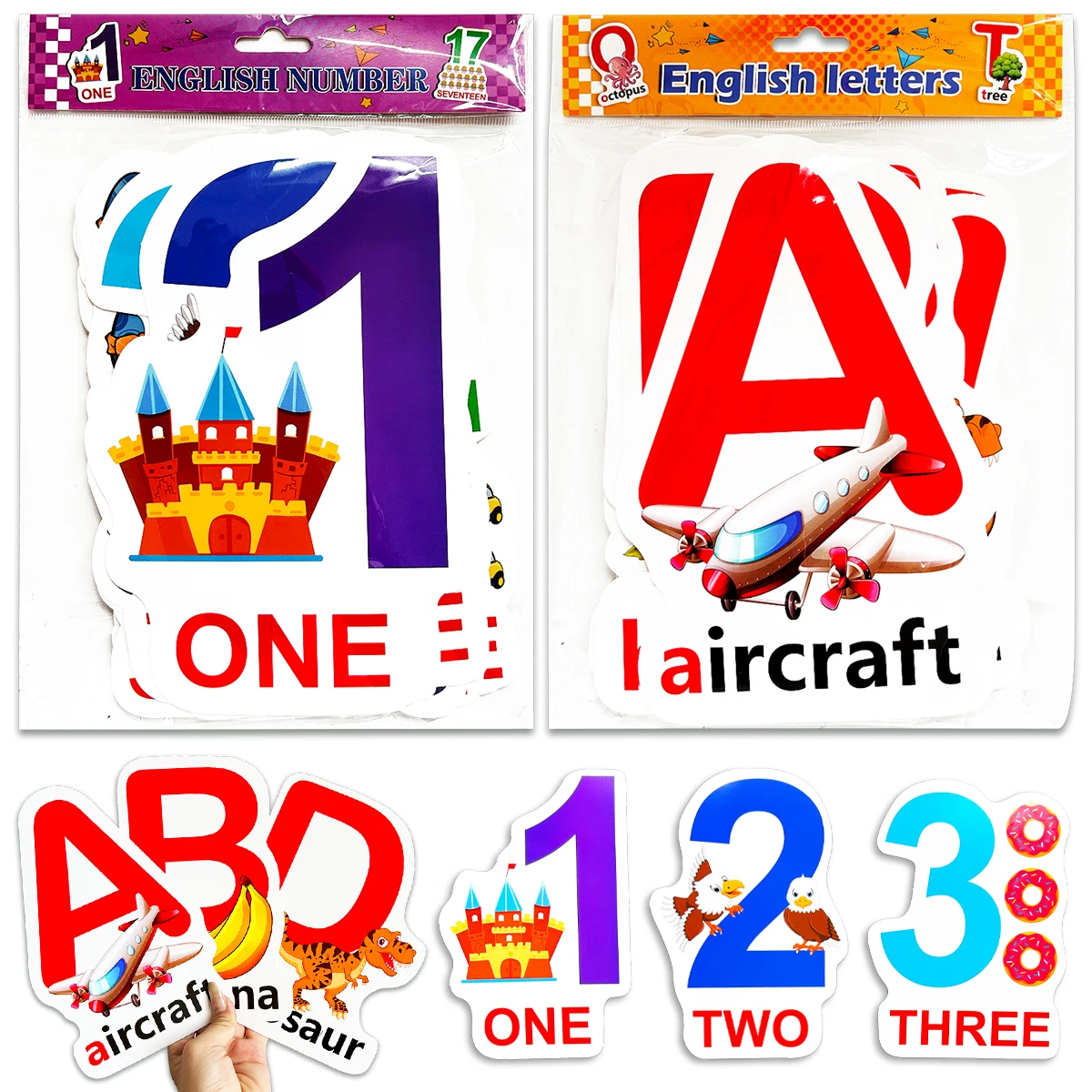 English Numbers and Letters Picture Memory Cards Early Learning Colour Cards Educational Enlightenment