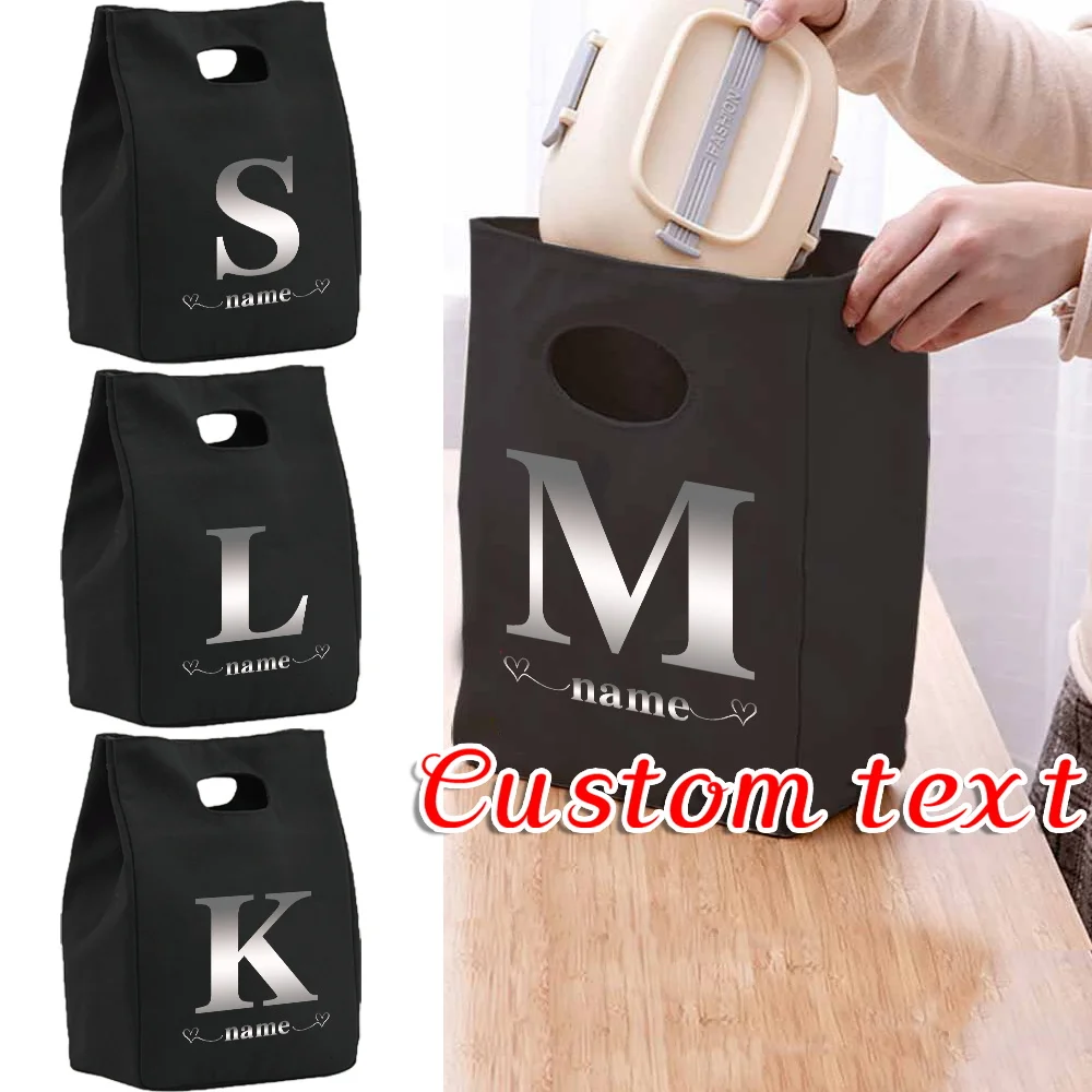 

Personalized Customization Name Insulated Lunch Bag Canvas Environmentally Friendly Refrigerated Bag Picnic Portable Handbag
