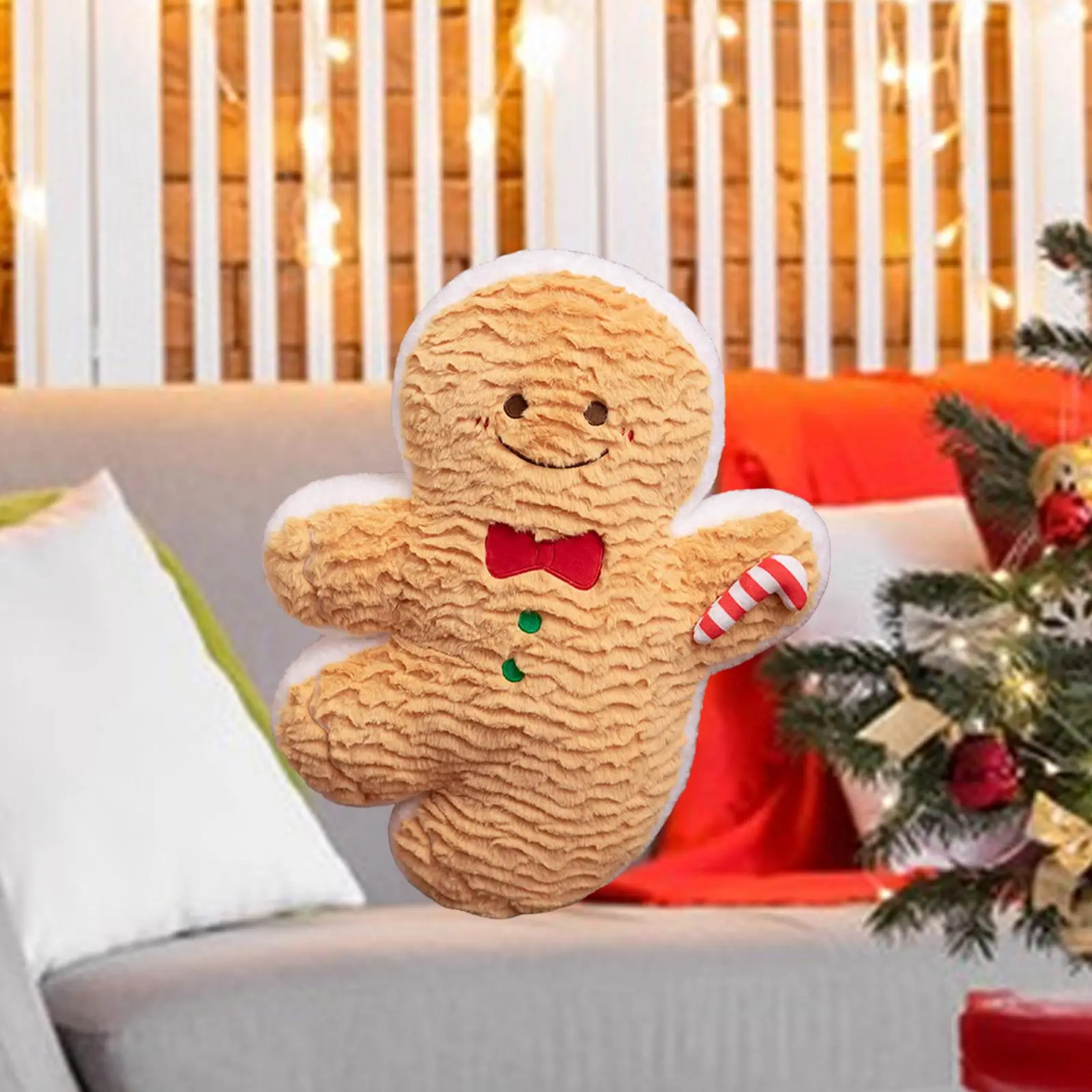 Christmas Gingerbread Man Couch Pillow Unique Soft Decorative Pillow for Holiday Farmhouse Living Room Display Cabinets Office