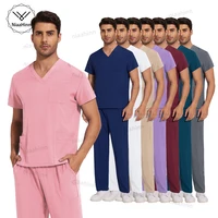 Venta al por mayor de uniformes médicos, conjuntos de pantalones superiores, uniforme de trabajo para enfermera y médico, uniforme de odontología veterinaria para el cuidado de mascotas, exfoliante Unisex